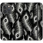 Feathers in Bloom Black- iPhone Folio Wallet Case — iPhone 15 Pro Max — Finnaij