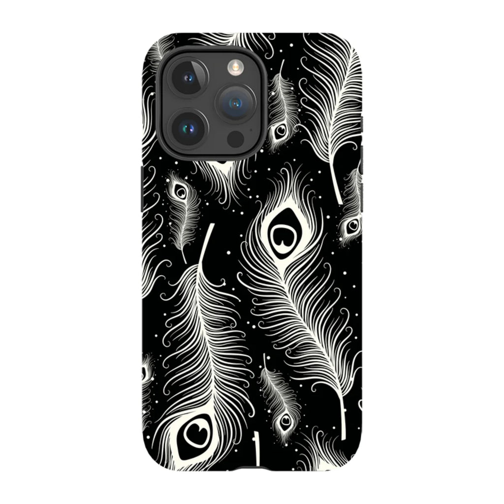 Feathers in Bloom Black — iPhone 15 Pro Max Tough Case — Finnaij