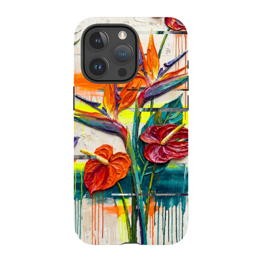 Tropical Flowers by Frida Lövström — iPhone 15 Pro Max Tough Case in Matte Tough Case — Finnaij