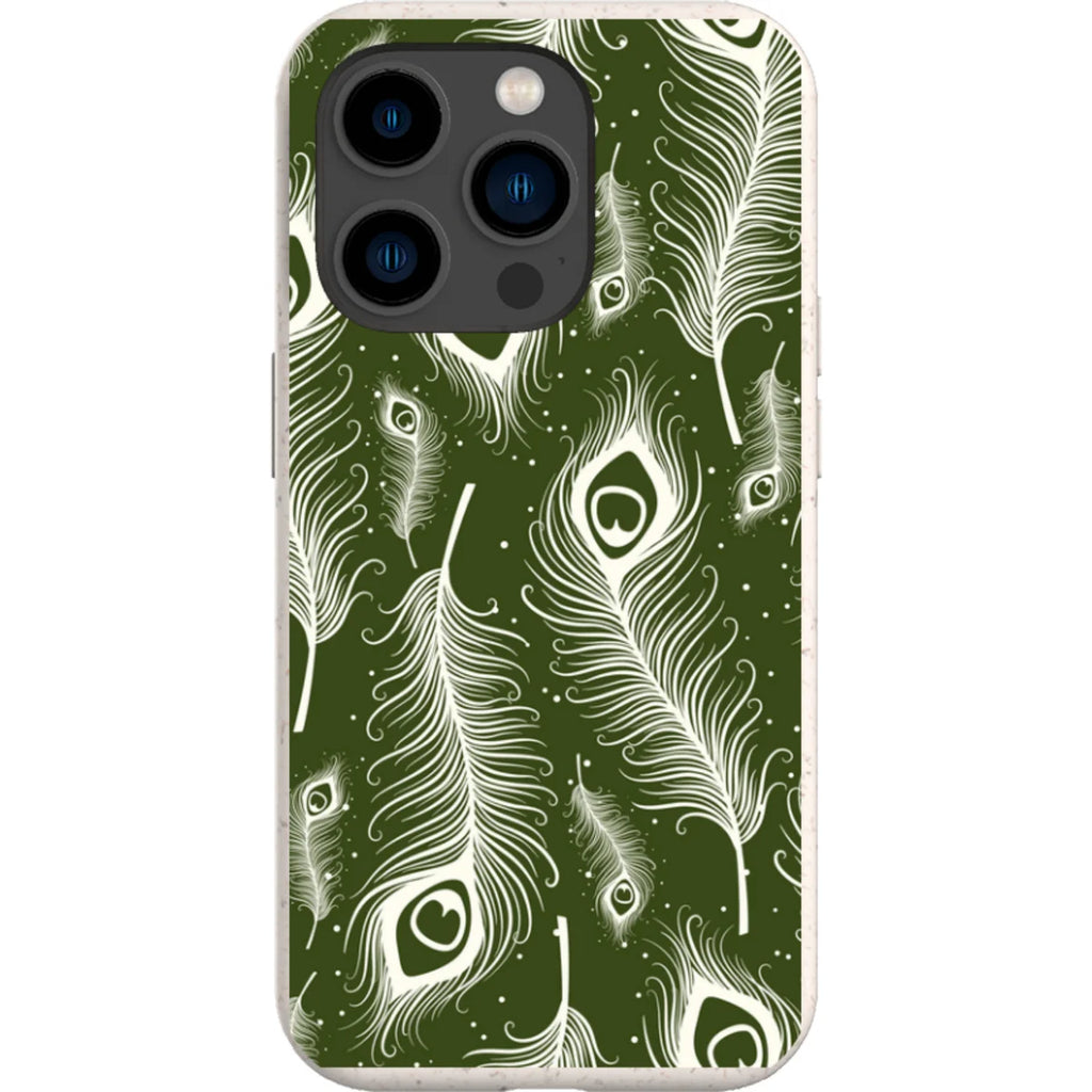 Feathers in Bloom Army Green — iPhone 15 Pro iPhone Bio-degradable Case — Finnaij