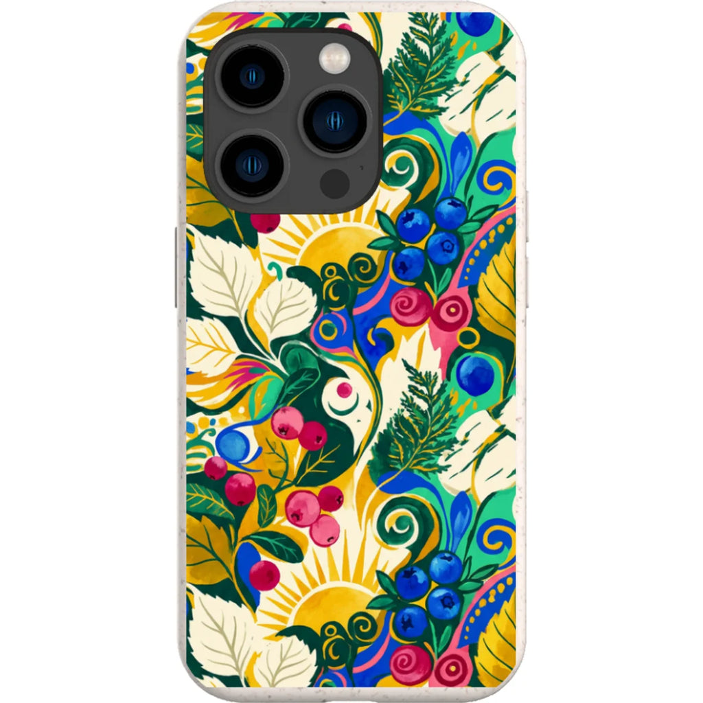 Berry Meadow Glow by Aino Kallio — iPhone 15 Pro iPhone Bio-degradable Case — Finnaij