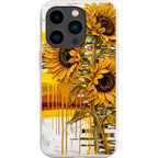 Sunflowers with Abstract Golden Chaos by Frida Lövström — iPhone 15 Pro iPhone Bio-degradable Case — Finnaij