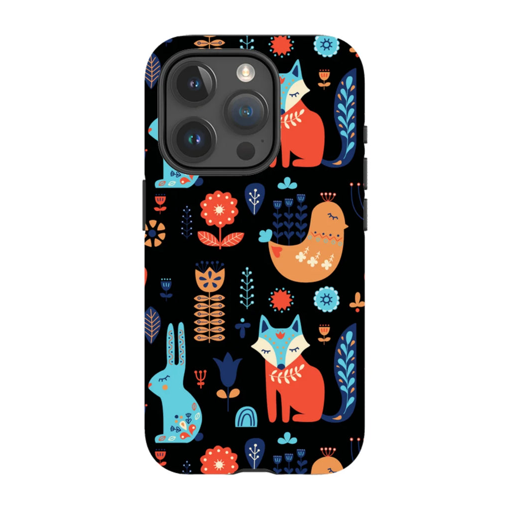 Nordic Ornament Black — iPhone 15 Pro Magsafe Tough Case — Finnaij