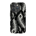 Feathers in Bloom Black — iPhone 15 Pro Magsafe Tough Case — Finnaij