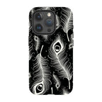 Feathers in Bloom Black — iPhone 15 Pro Magsafe Tough Case — Finnaij