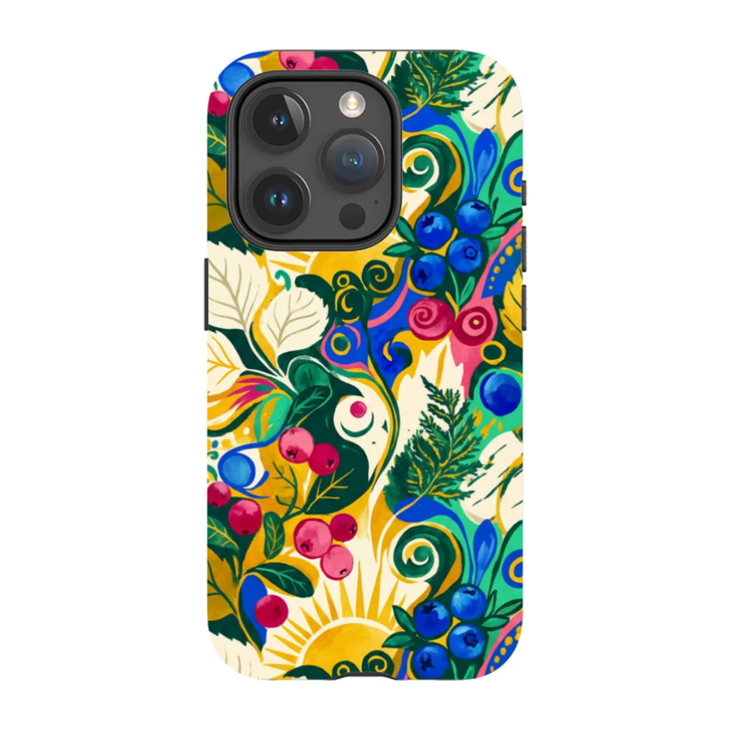 Berry Meadow Glow by Aino Kallio — iPhone 15 Pro Magsafe Tough Case — Finnaij