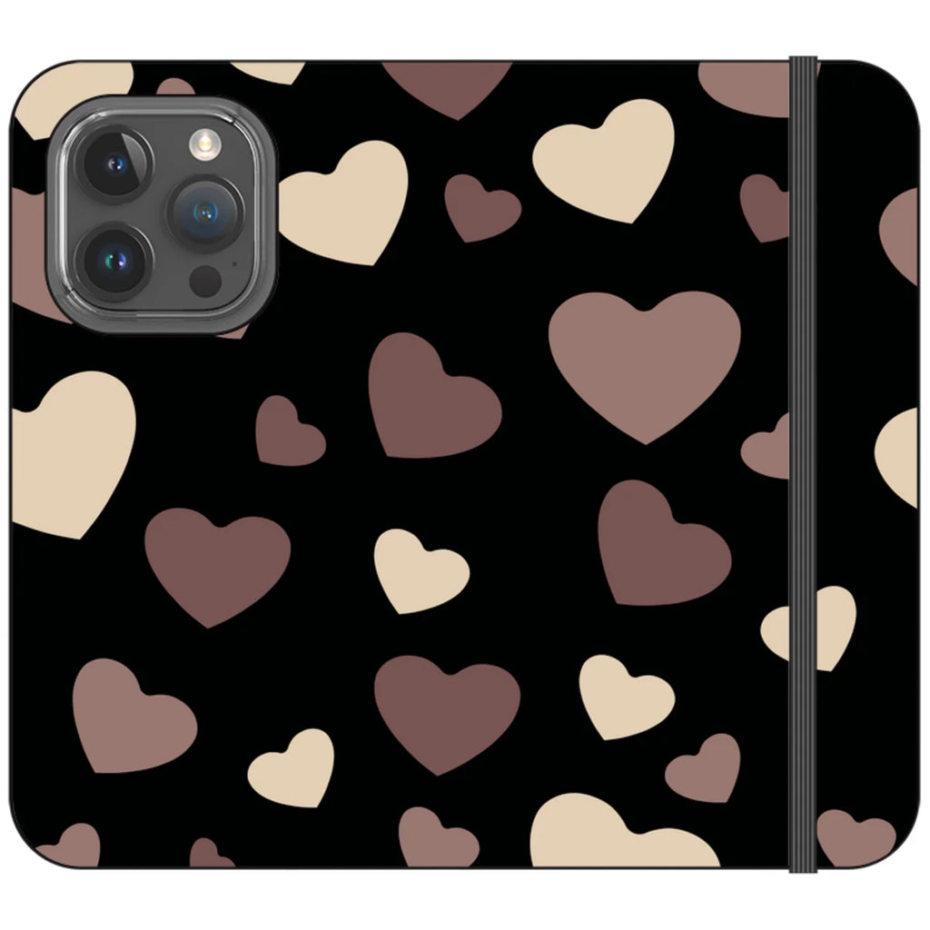 White & Black Hearts Vegan Leather — iPhone 15 Pro Wallet Case — Finnaij