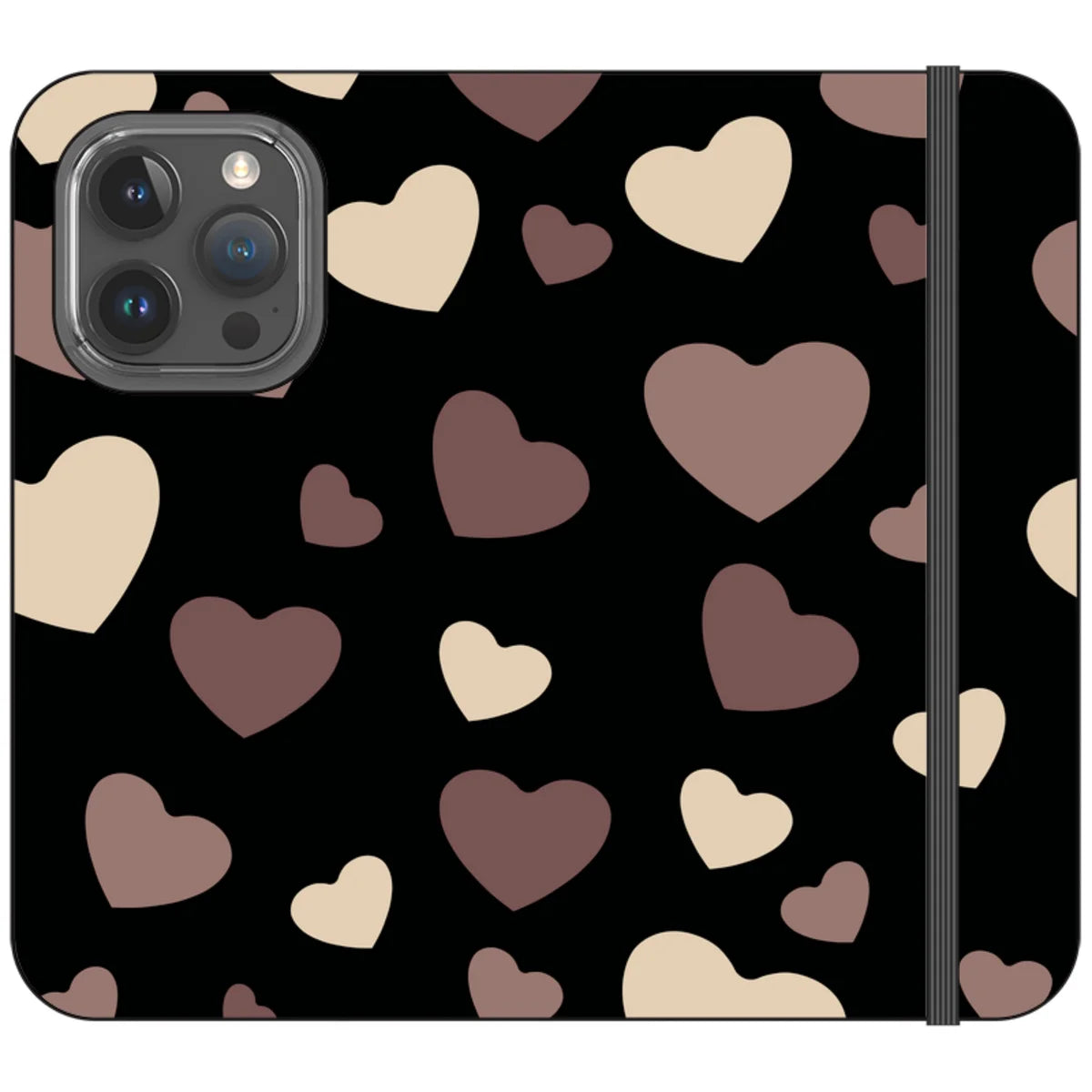 White & Black Hearts Vegan Leather — iPhone 15 Pro Wallet Case — Finnaij