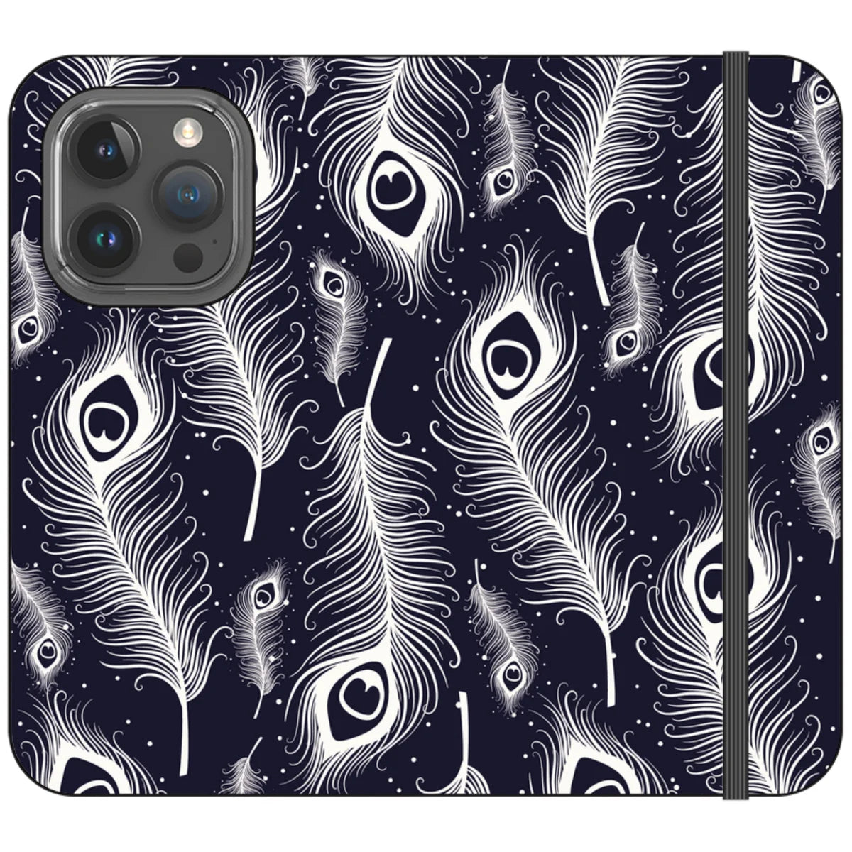 Feathers in Bloom Vegan Leather — iPhone 15 Pro Wallet Case — Finnaij
