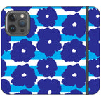 Bold Floral Blue Vegan Leather — iPhone 15 Pro Wallet Case — Finnaij
