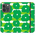 Bold Floral Green Vegan Leather — iPhone 15 Pro Wallet Case — Finnaij