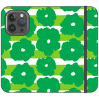 Bold Floral Green Vegan Leather — iPhone 15 Pro Wallet Case — Finnaij