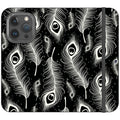 Feathers in Bloom Black- iPhone Folio Wallet Case — iPhone 15 Pro — Finnaij