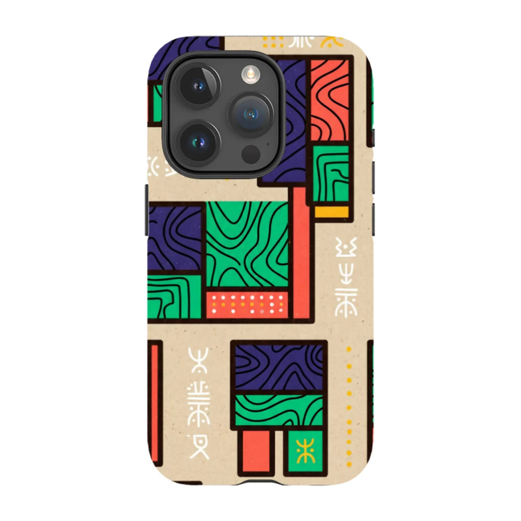 Ankara Blocks on Sand by Ada Okoye — iPhone 15 Pro Tough Case — Finnaij
