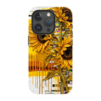 Sunflowers with Abstract Golden Chaos by Frida Lövström — iPhone 15 Pro Tough Case — Finnaij