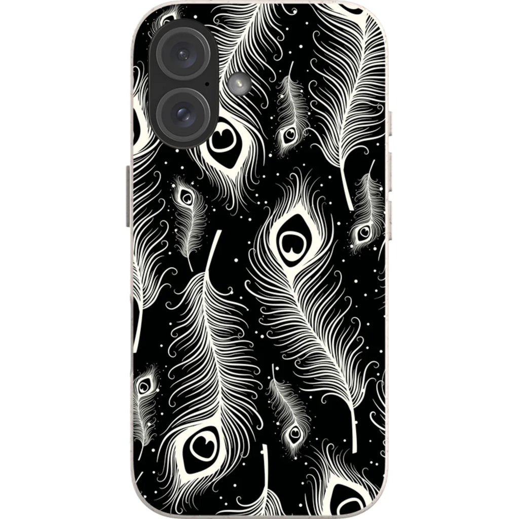 Feathers in Bloom Black — iPhone 16 iPhone Bio-degradable Case — Finnaij