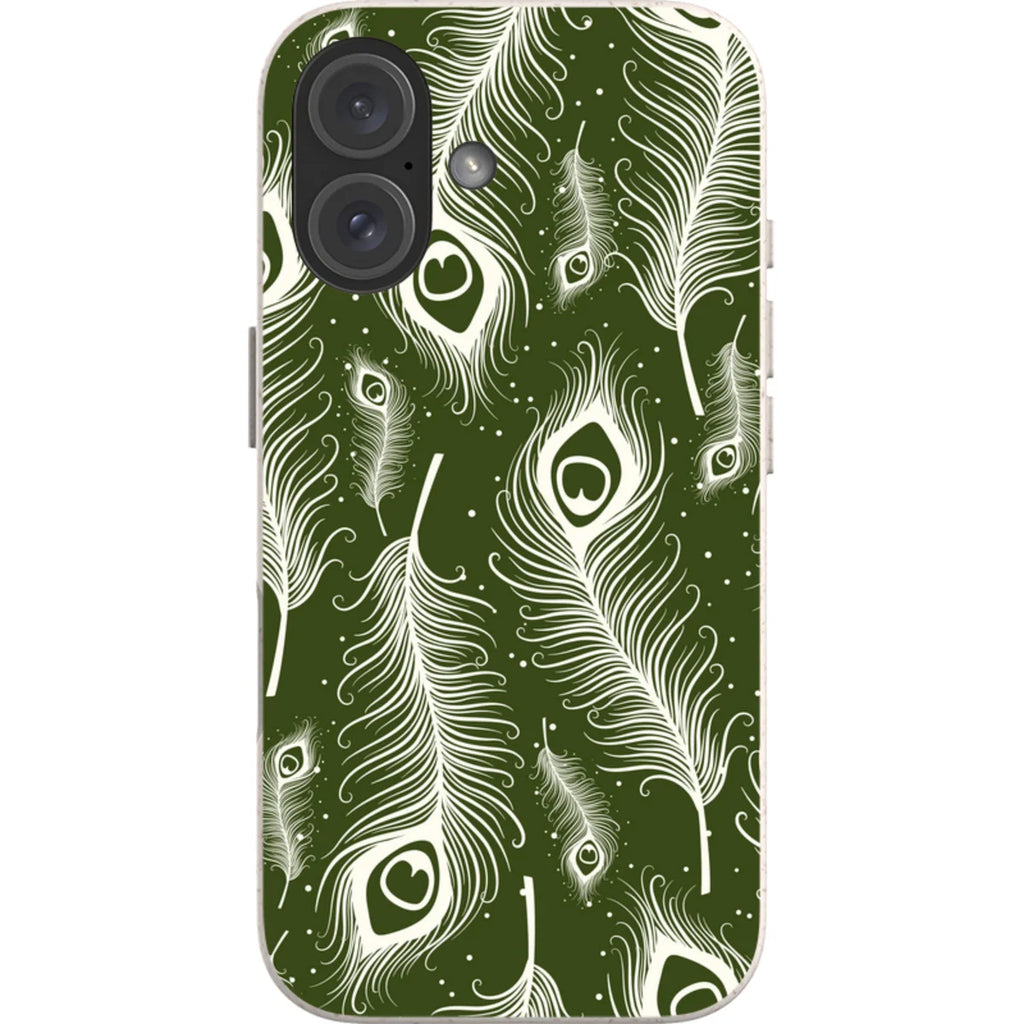 Feathers in Bloom Army Green — iPhone 16 iPhone Bio-degradable Case — Finnaij