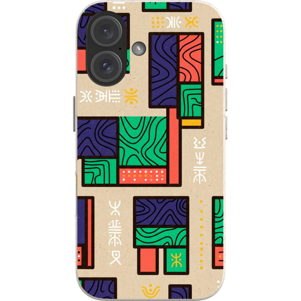 Ankara Blocks on Sand by Ada Okoye — iPhone 16 iPhone Bio-degradable Case — Finnaij