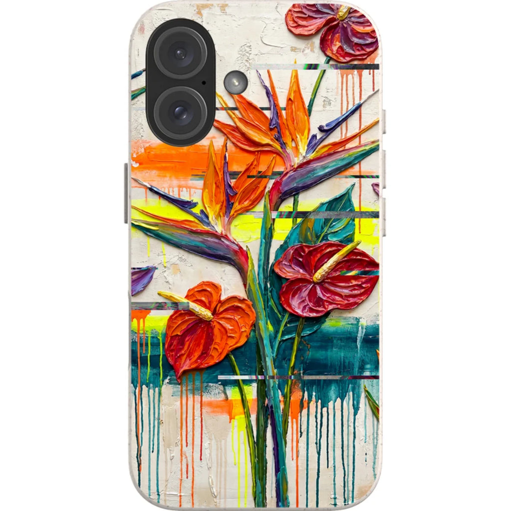 Tropical Flowers by Frida Lövström — iPhone 16 iPhone Bio-degradable Case — Finnaij