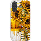 Sunflowers with Abstract Golden Chaos by Frida Lövström — iPhone 16 iPhone Bio-degradable Case — Finnaij