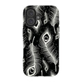 Feathers in Bloom Black — iPhone 16 Magsafe Tough Case — Finnaij
