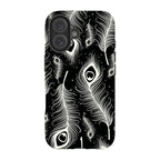 Feathers in Bloom Black — iPhone 16 Magsafe Tough Case — Finnaij