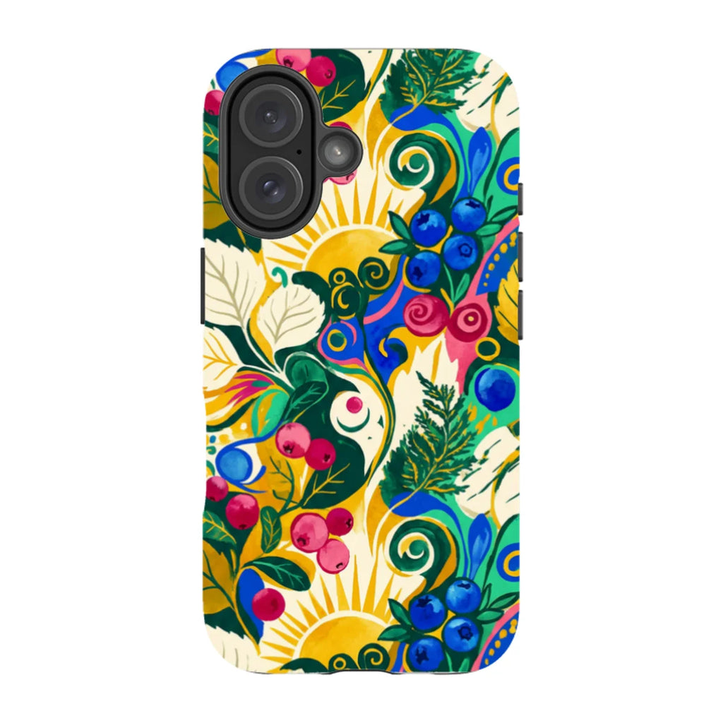 Berry Meadow Glow by Aino Kallio — iPhone 16 Magsafe Tough Case — Finnaij
