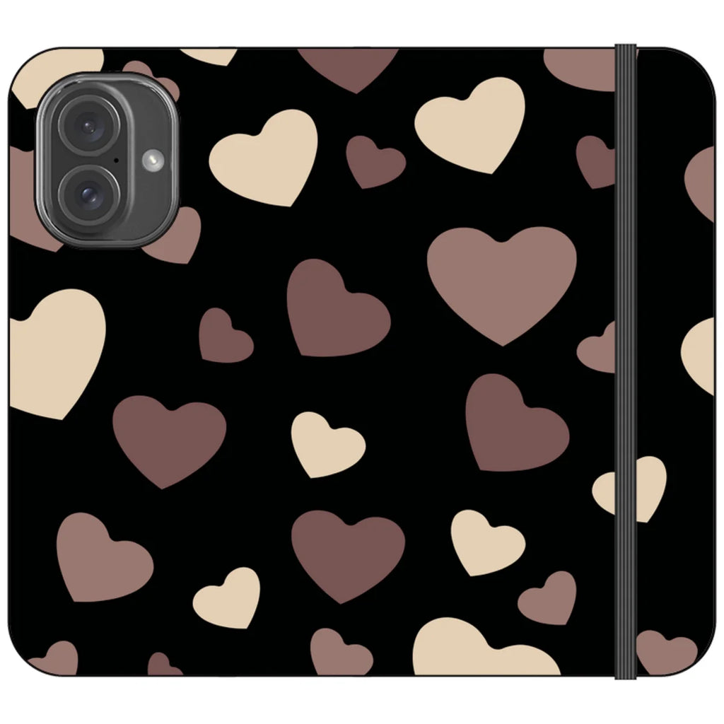 White & Black Hearts Vegan Leather — iPhone 16 Wallet Case — Finnaij