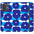 Bold Floral Blue Vegan Leather — iPhone 16 Wallet Case — Finnaij