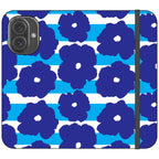 Bold Floral Blue Vegan Leather — iPhone 16 Wallet Case — Finnaij