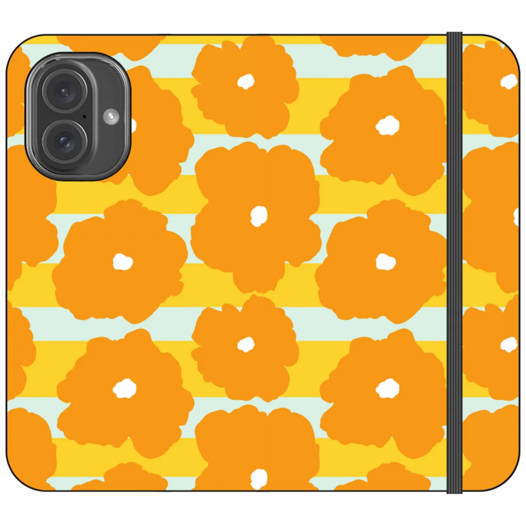 Bold Floral Orange — iPhone 16 Wallet Case — Finnaij
