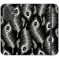 Feathers in Bloom Black- iPhone Folio Wallet Case — iPhone 16 — Finnaij