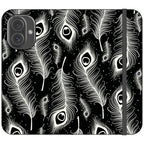 Feathers in Bloom Black- iPhone Folio Wallet Case — iPhone 16 — Finnaij
