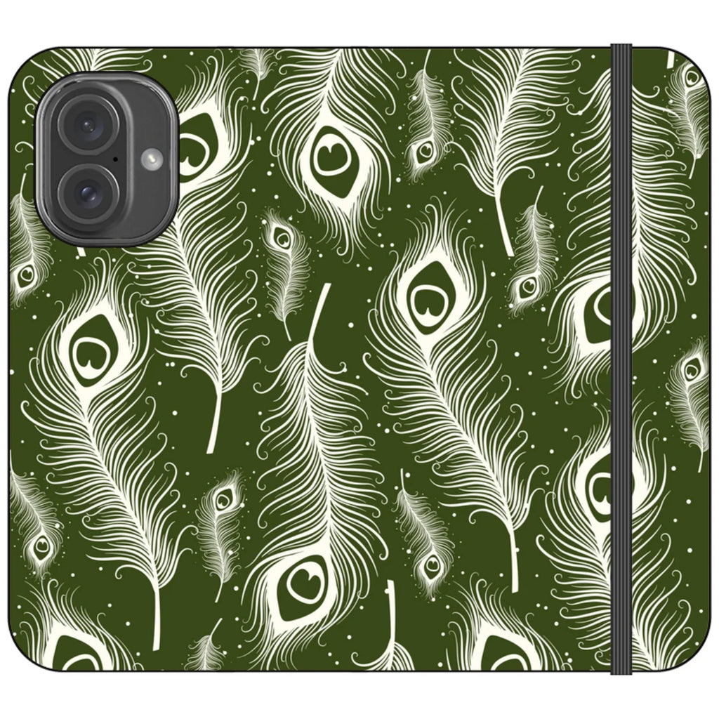 Feathers in Bloom Army Green — iPhone 16 Wallet Case — Finnaij