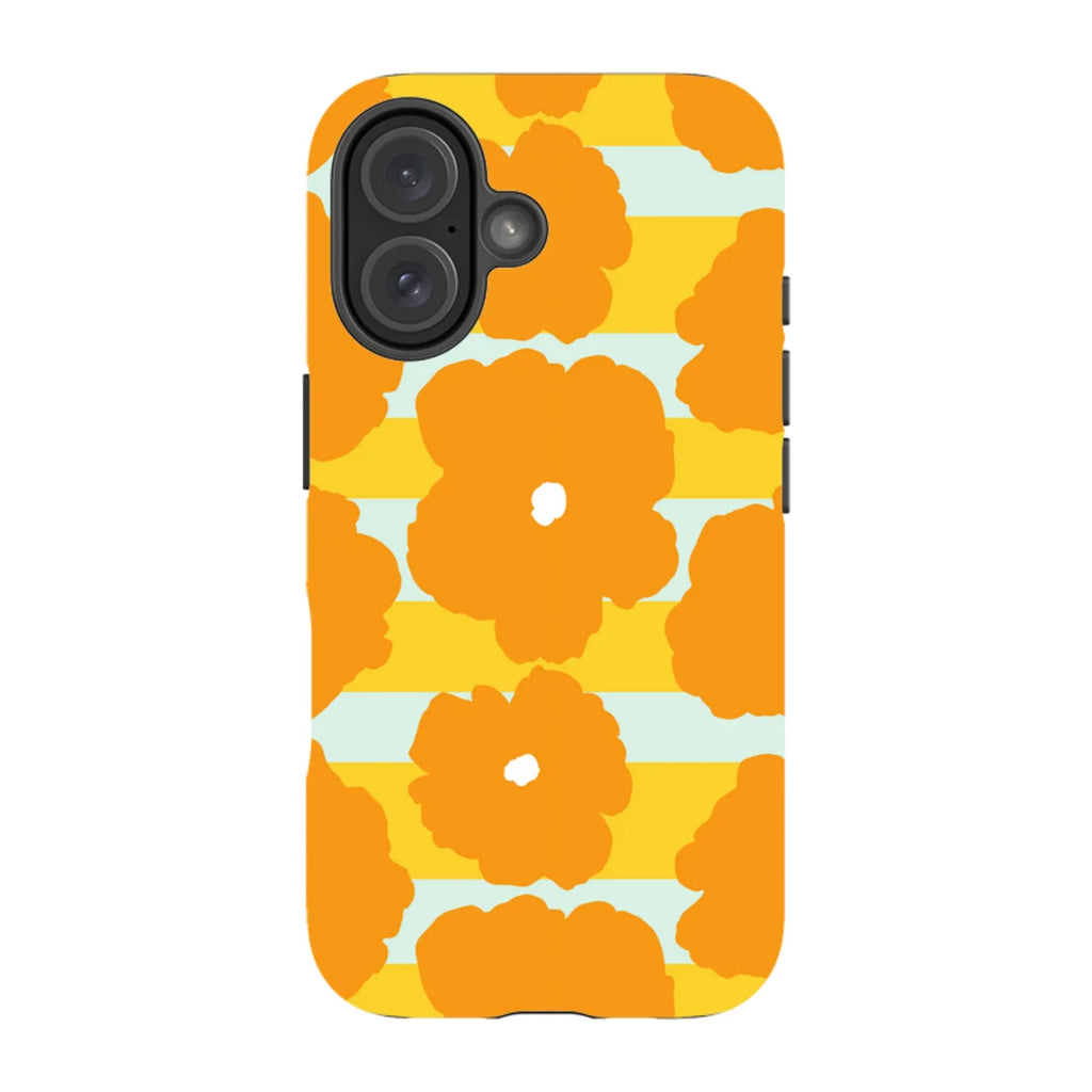 Bold Floral Orange — iPhone 16 Tough Case — Finnaij