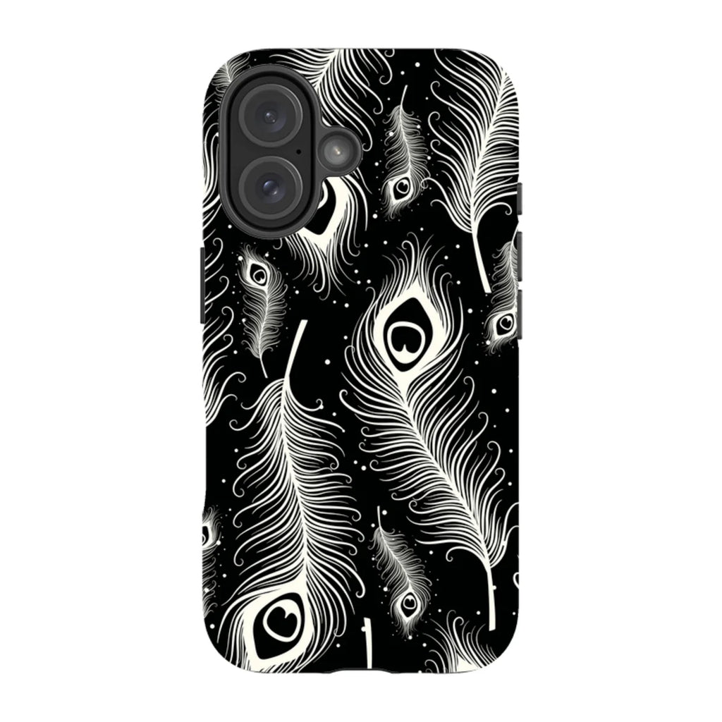 Feathers in Bloom Black — iPhone 16 Tough Case — Finnaij