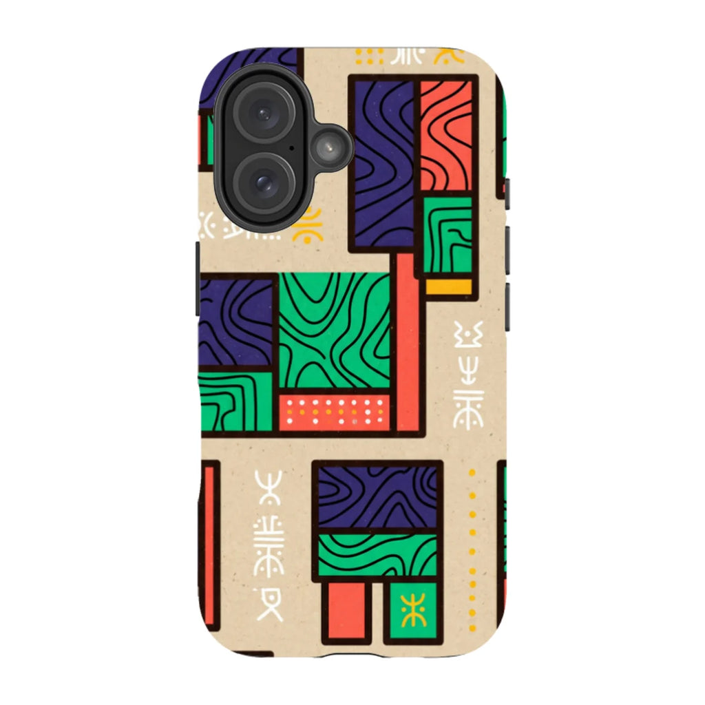Ankara Blocks on Sand by Ada Okoye — iPhone 16 Tough Case — Finnaij