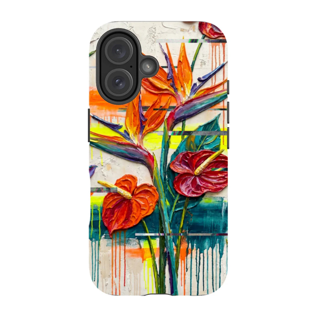 Tropical Flowers by Frida Lövström — iPhone 16 Tough Case — Finnaij