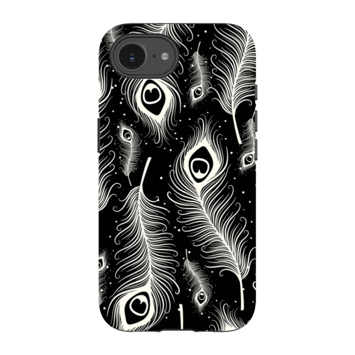 Feathers in Bloom Black — iPhone 16e Tough Case — Finnaij