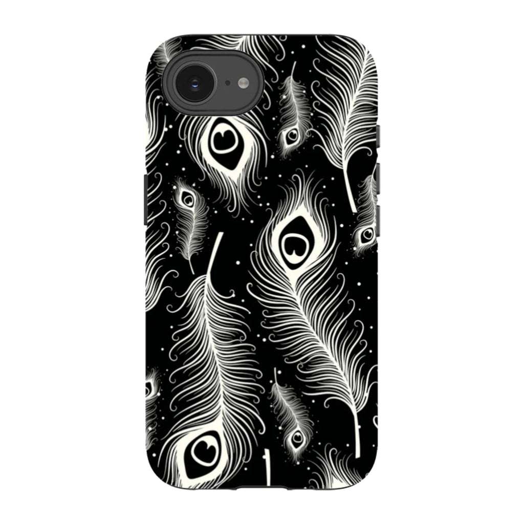 Feathers in Bloom Black — iPhone 16e Tough Case — Finnaij