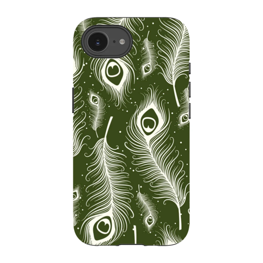 Feathers in Bloom Army Green — iPhone 16e Tough Case — Finnaij