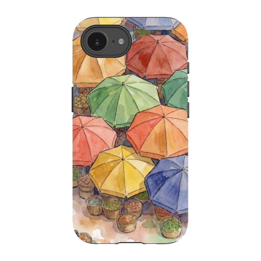 Market Umbrellas from Above by Tobi Akinyemi — iPhone 16e Tough Case — Finnaij