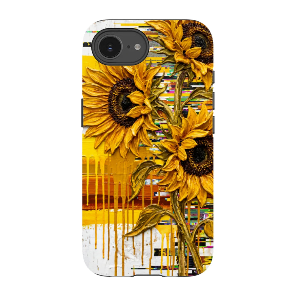 Sunflowers with Abstract Golden Chaos by Frida Lövström — iPhone 16e Tough Case — Finnaij