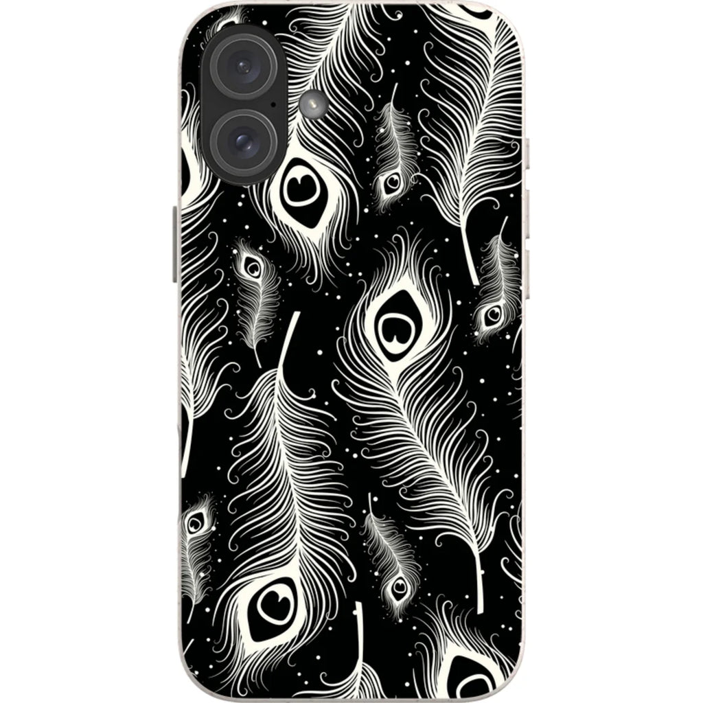 Feathers in Bloom Black — iPhone 16 Plus iPhone Bio-degradable Case — Finnaij