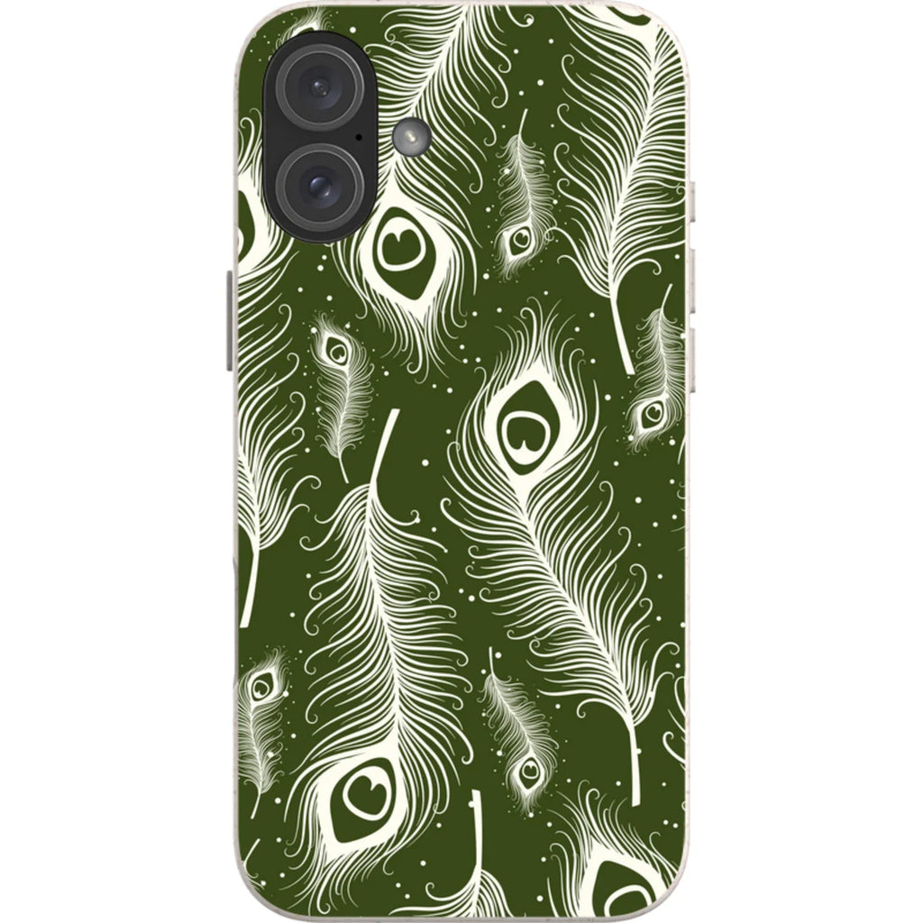 Feathers in Bloom Army Green — iPhone 16 Plus iPhone Bio-degradable Case — Finnaij