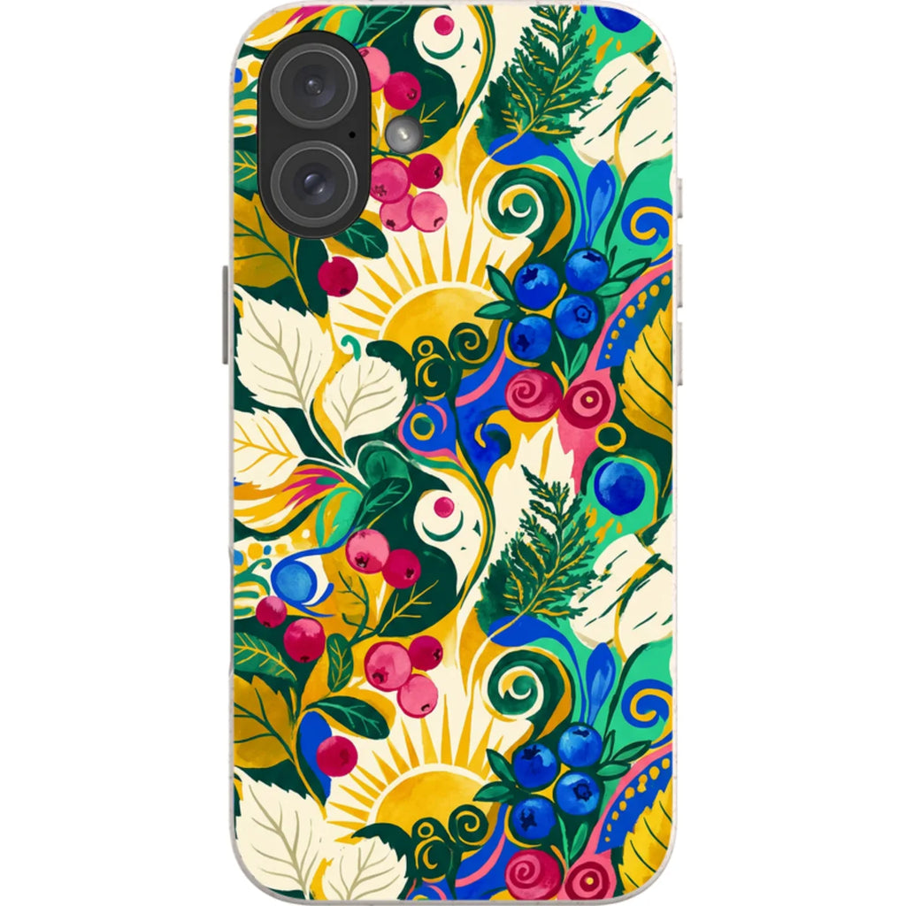 Berry Meadow Glow by Aino Kallio — iPhone 16 Plus iPhone Bio-degradable Case — Finnaij