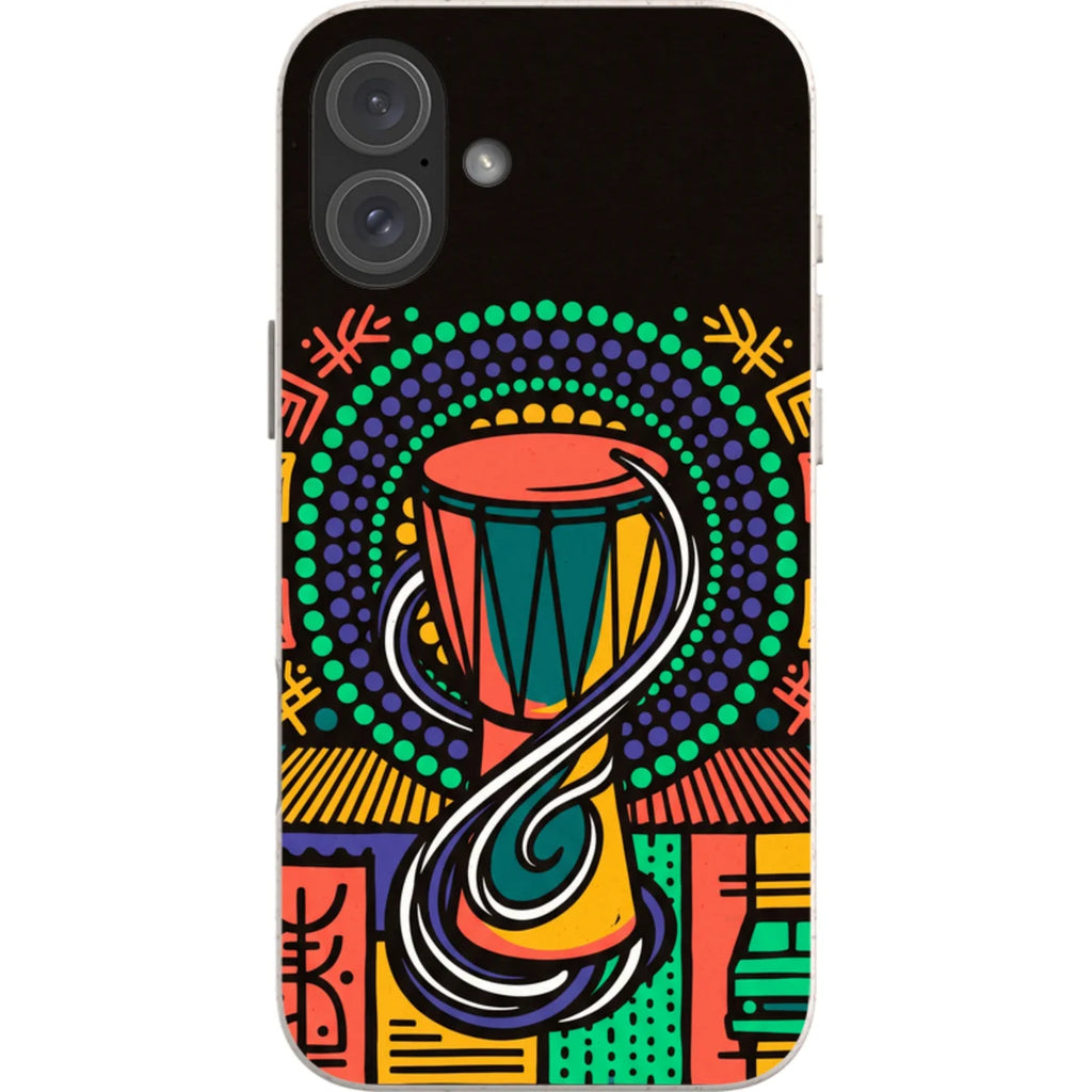 Talking Drum Halo by Ada Okoye — iPhone 16 Plus iPhone Bio-degradable Case — Finnaij