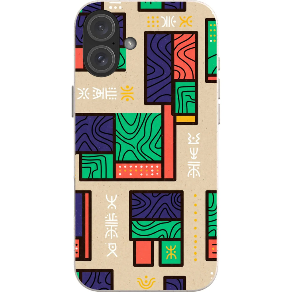 Ankara Blocks on Sand by Ada Okoye — iPhone 16 Plus iPhone Bio-degradable Case — Finnaij