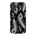 Feathers in Bloom Black — iPhone 16 Plus Magsafe Tough Case — Finnaij