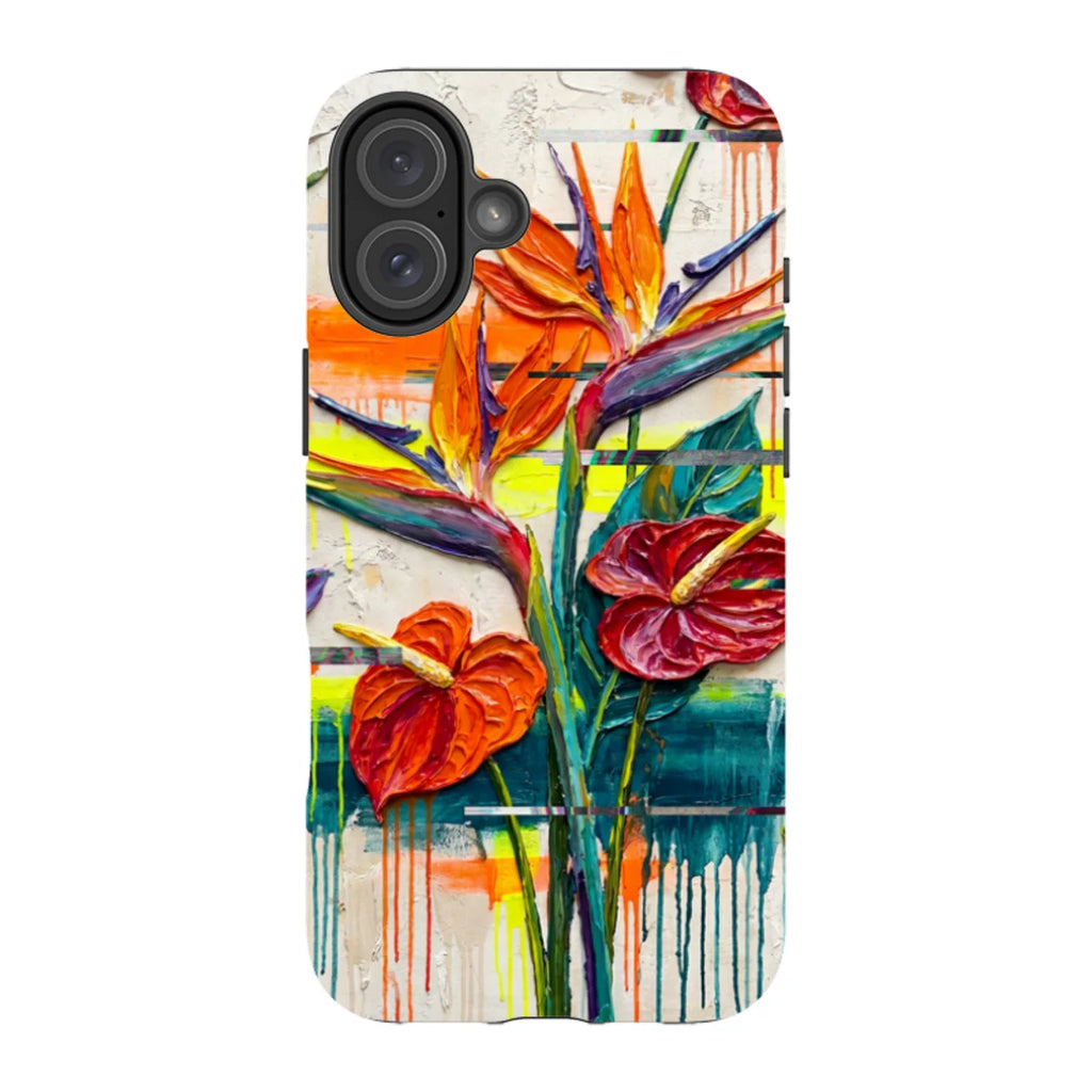 Tropical Flowers by Frida Lövström — iPhone 16 Plus Magsafe Tough Case — Finnaij